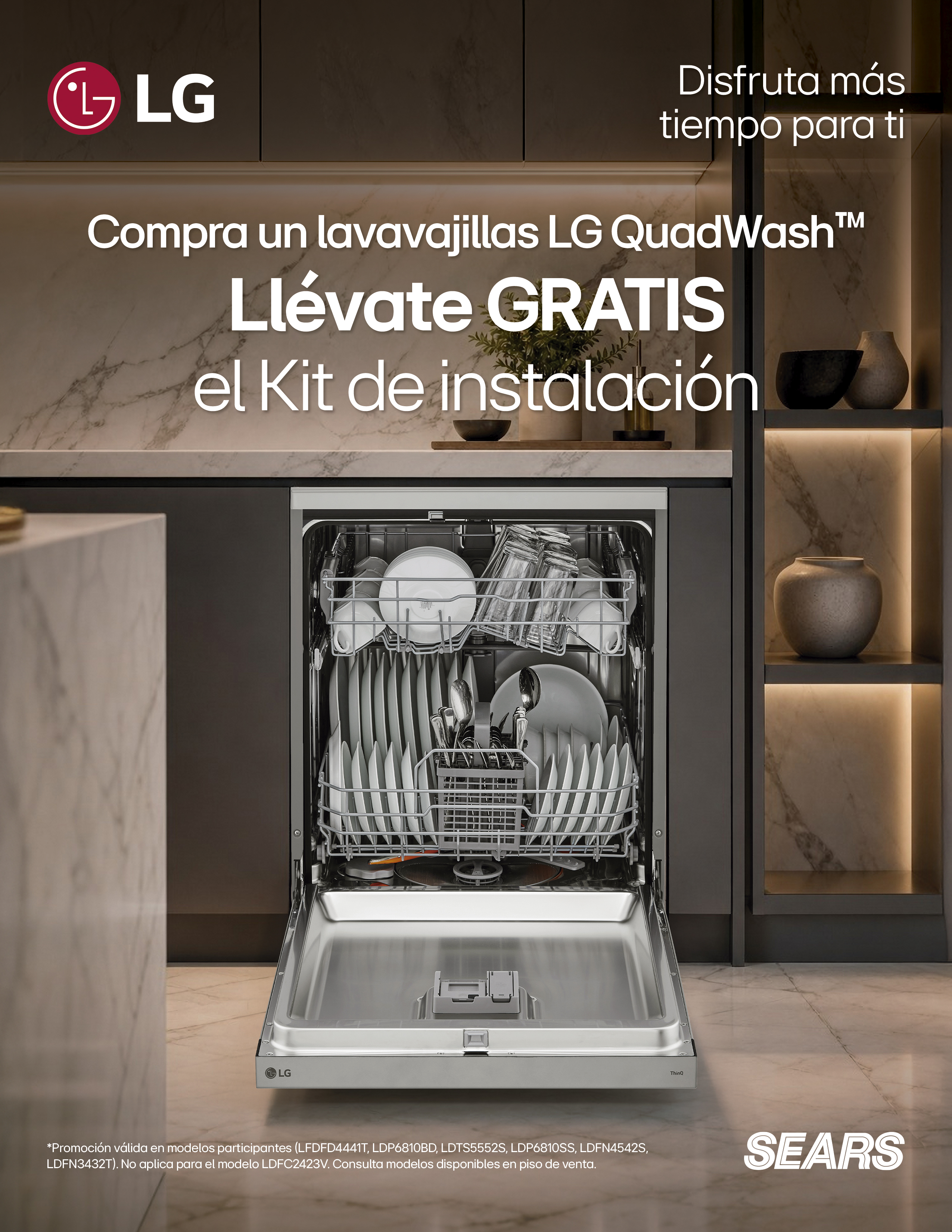 Lavavajillas LG QuadWash TrueSteam Empotre Acero Inoxidable color Negro LDP6810SS image number null