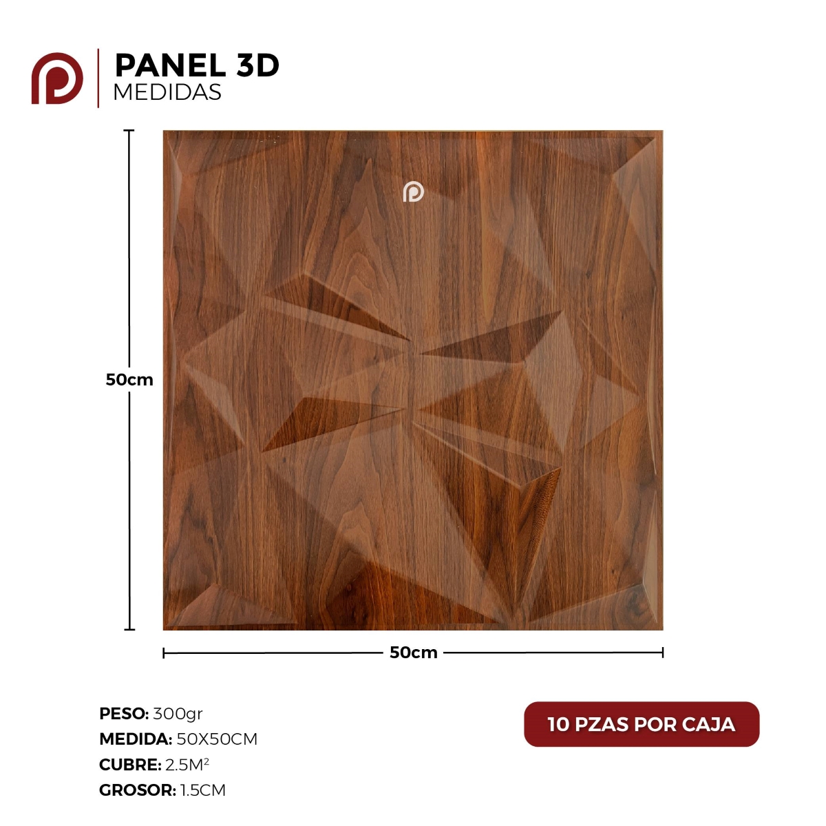 Panel decorativo 3D Cuarzo Cerezo 50x50cm Deco PVC image number null