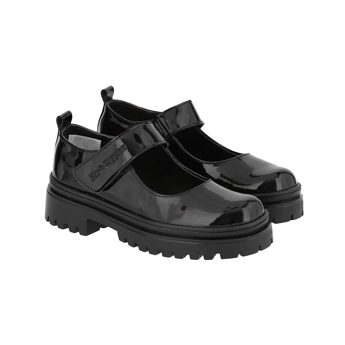 Zapato Escolar Hush Puppies en Charol Suela Gruesa y Ajuste Velcro para Ni&ntilde;a image number null
