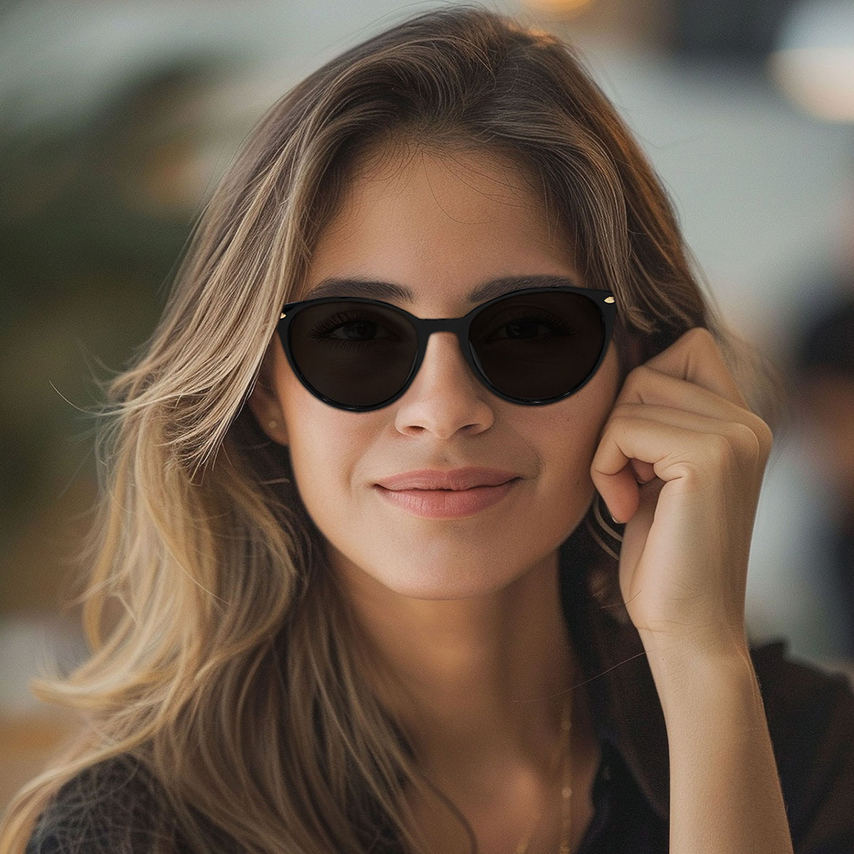 Lentes De Sol Redondos Pasta Negro Micas Negras Unisex Westies image number null