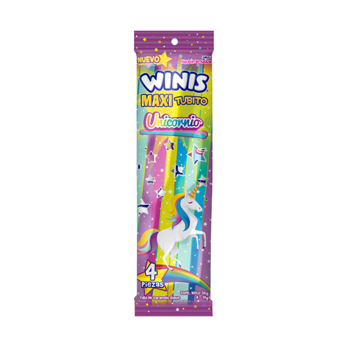 Caramelo Suave Maxi Tubo Unicornio 48G Winis image number null