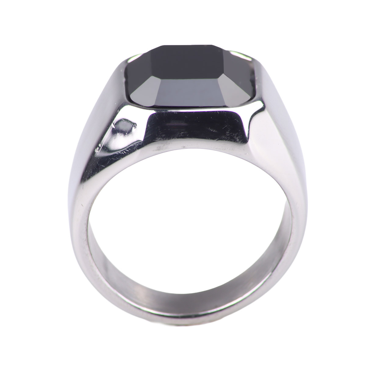Anillo Hombre LEVEL 26 Acero Inoxidable Piedra Negra image number null