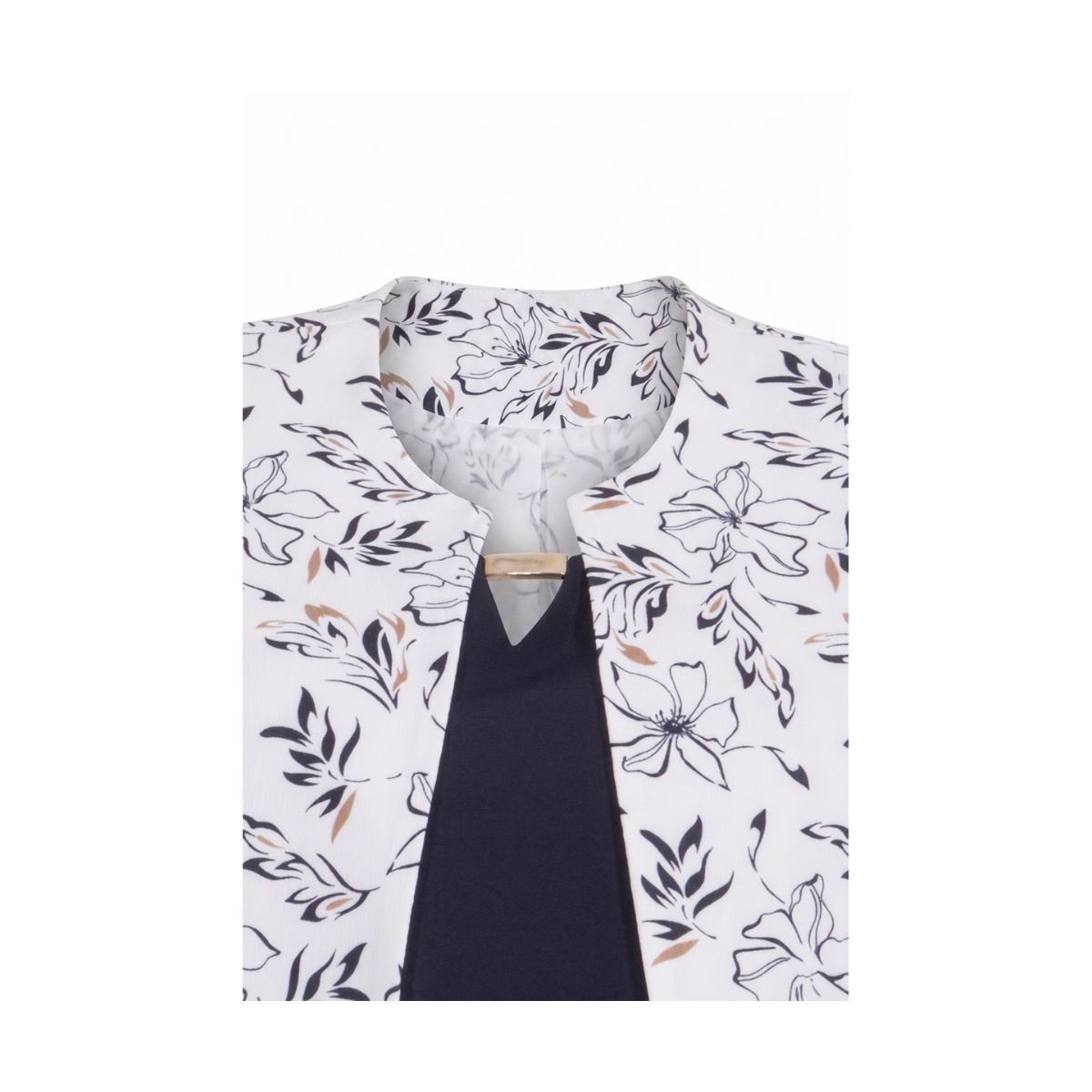 Conjunto Dos Piezas Saco Estampado Y Vestido Liso Joces Para Mujer image number null