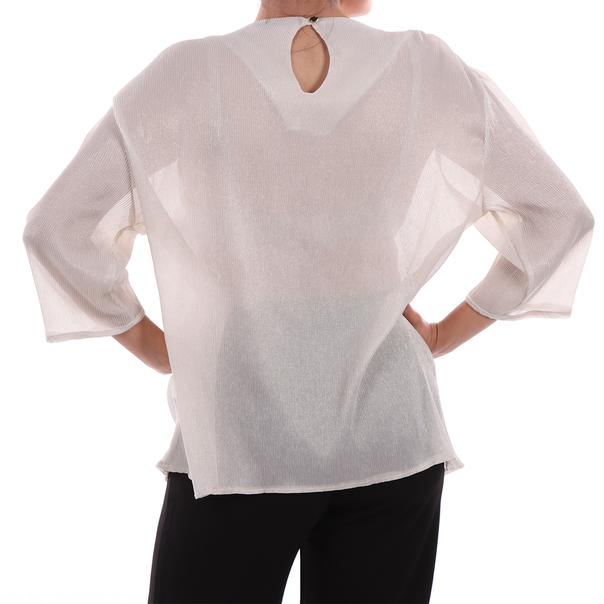 Blusa Cuello Redondo Mangas Fruncidas Ann Miller para Mujer image number null