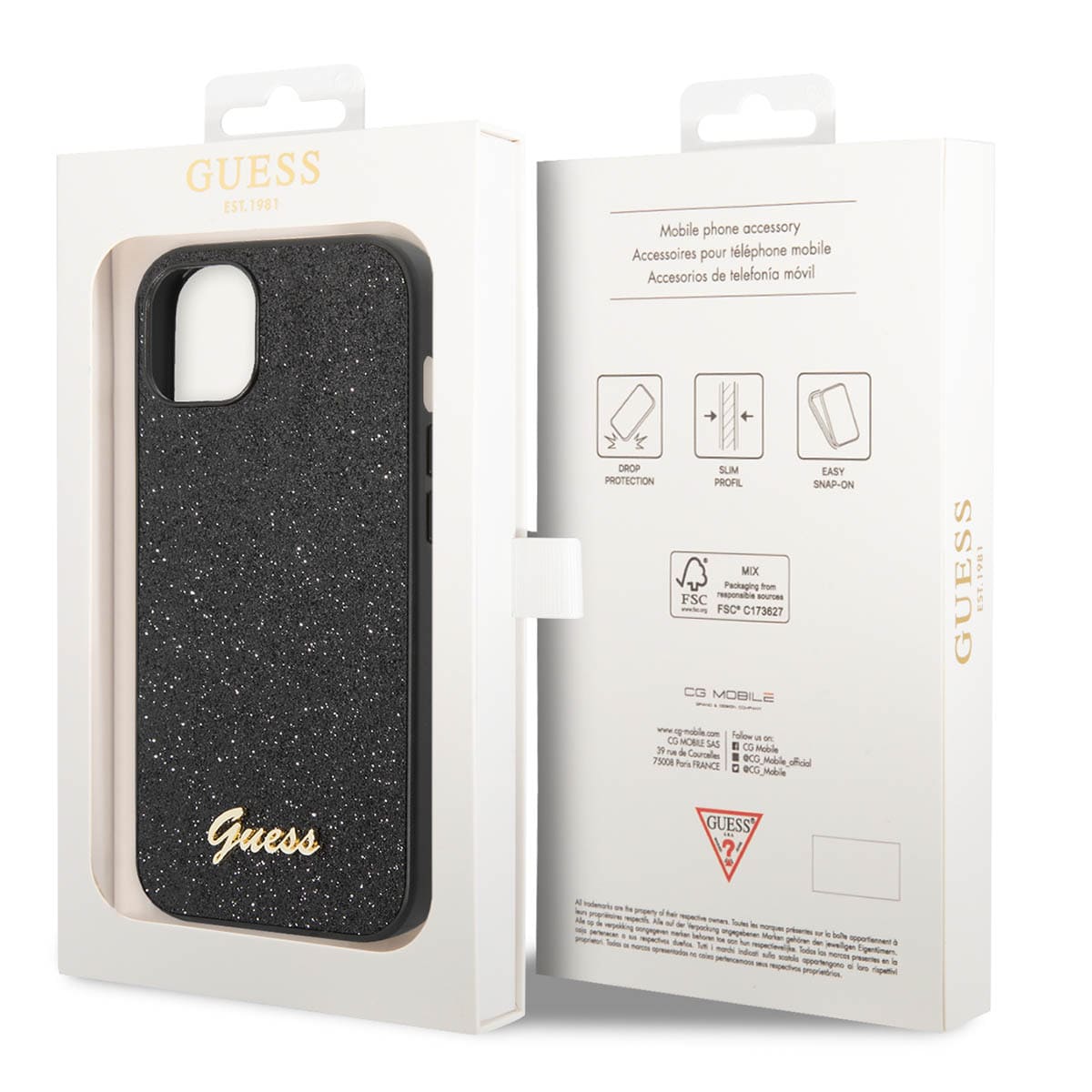Funda Guess Glitter Flakes Negro para iPhone 14 Plus image number null