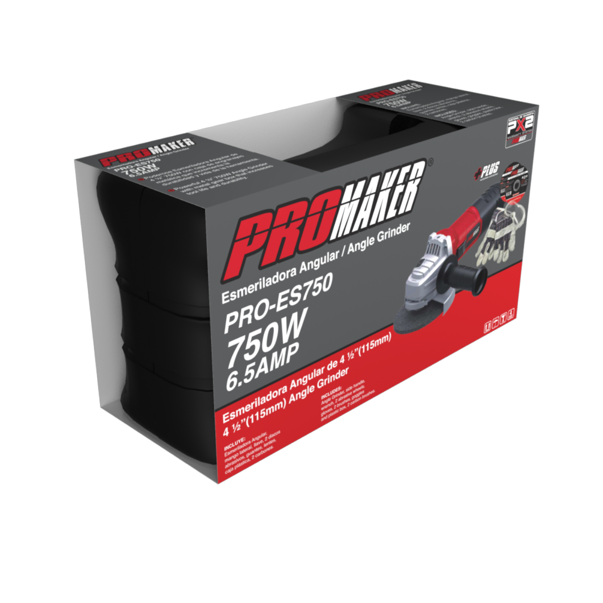 Esmeriladora Angular 4 1/2 Promaker 750W con Estuche PRO-ES750 image number null