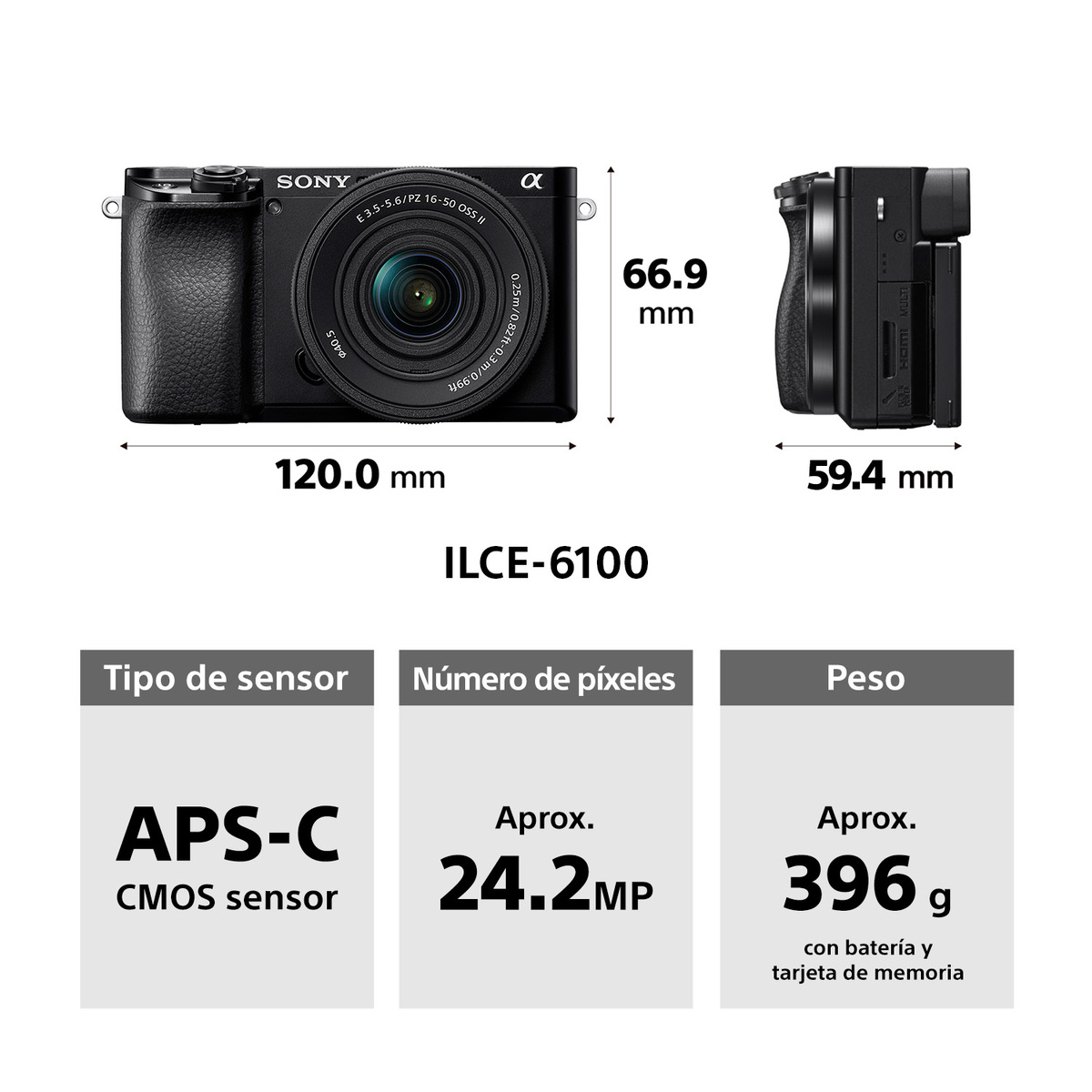 C&aacute;mara Sony ILCE-6100K image number null