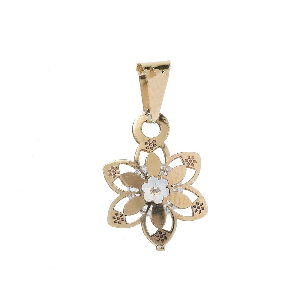 Dije Flor Oro 14K Con Zirconia Doble O image number null