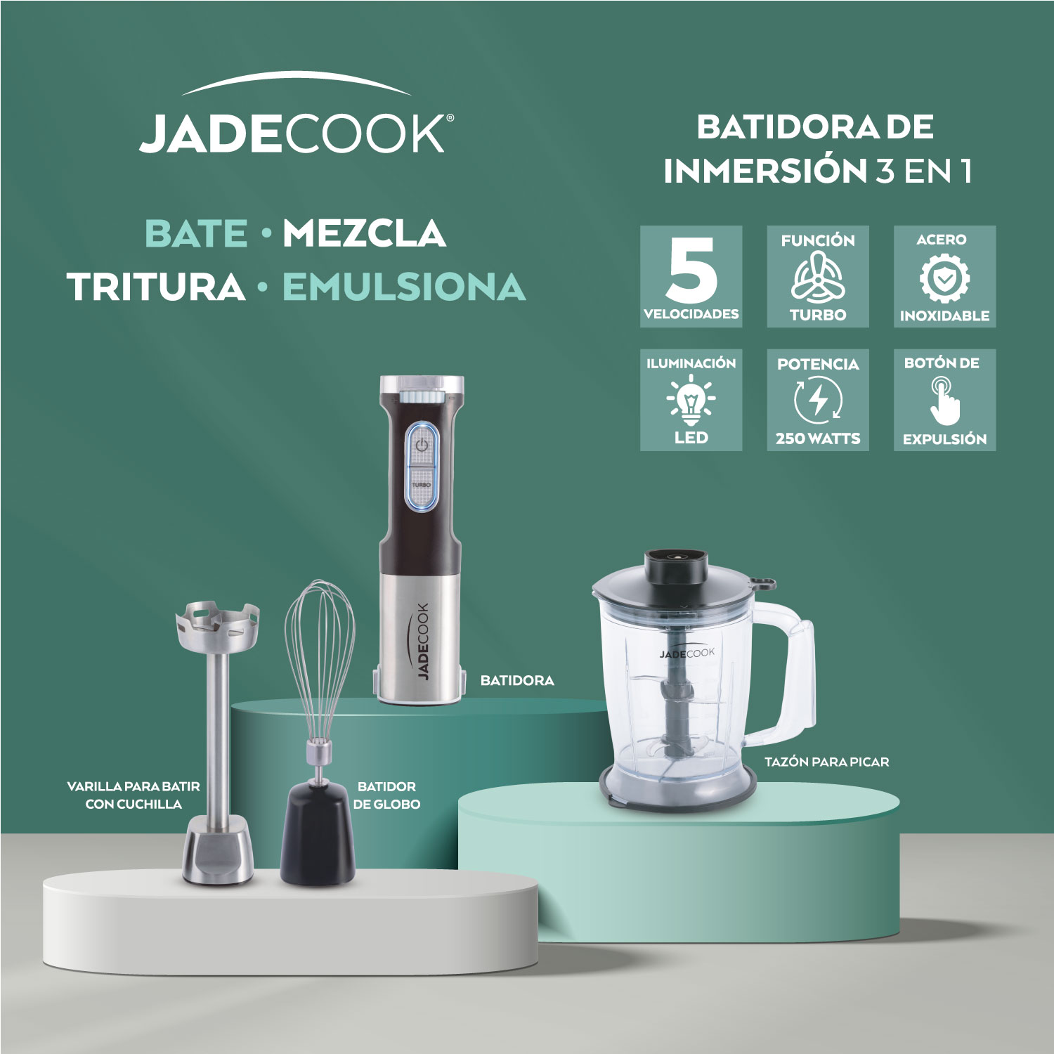 Batidora De Inmersi&oacute;n 800 W Con Accesorios Jade Cook image number null