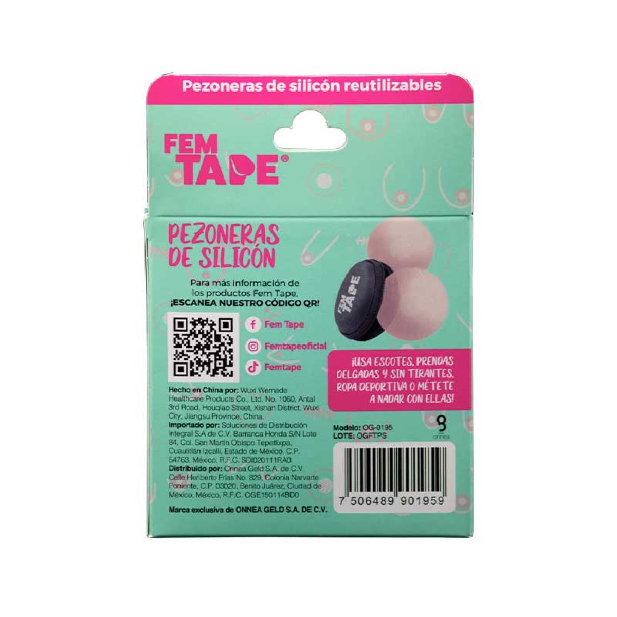 Pezoneras Silicon Reutilizable 2 Pares Fem Tape para Mujer image number null