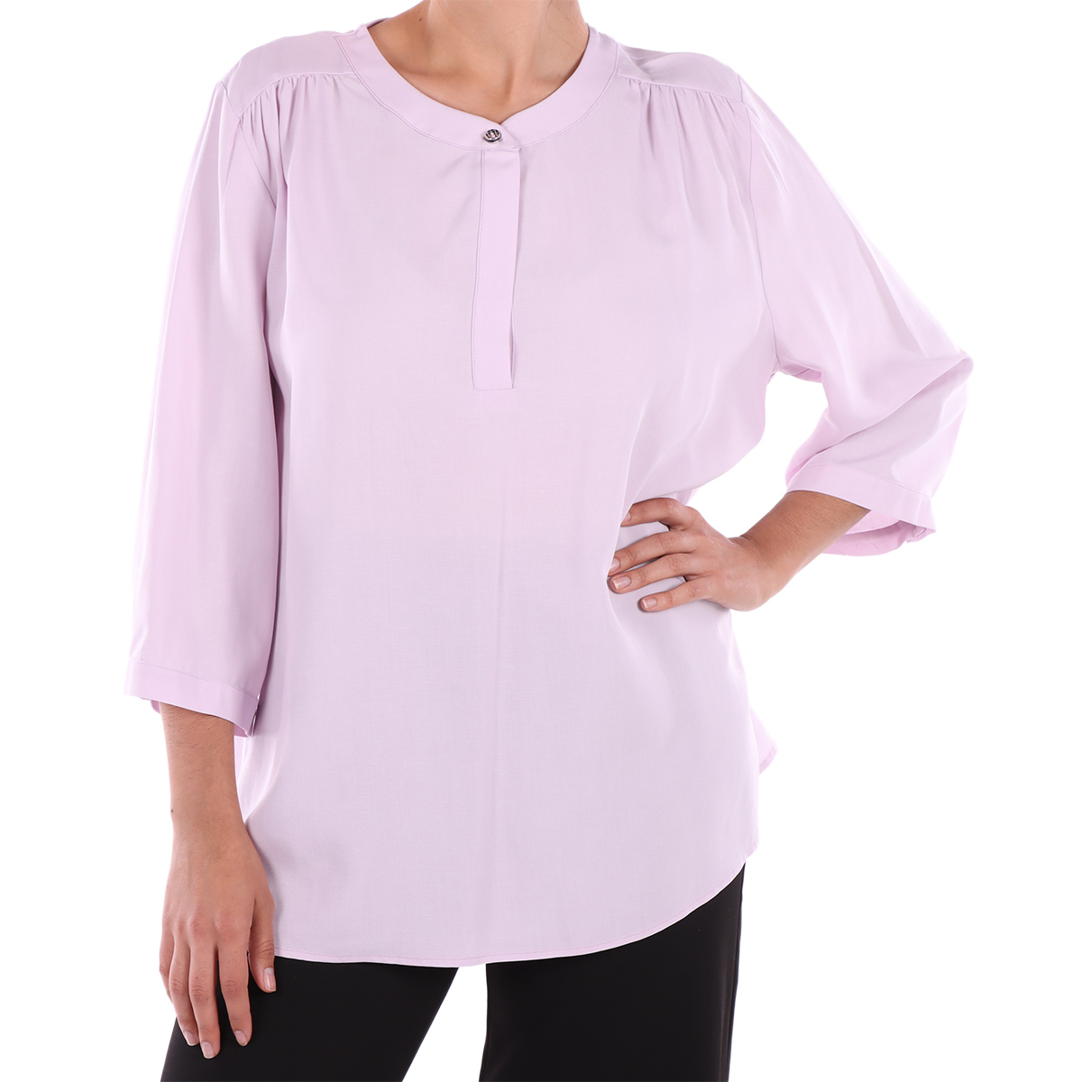 Blusa Manga Tres Cuartos Cuello Mao Alan Austin para Mujer image number null