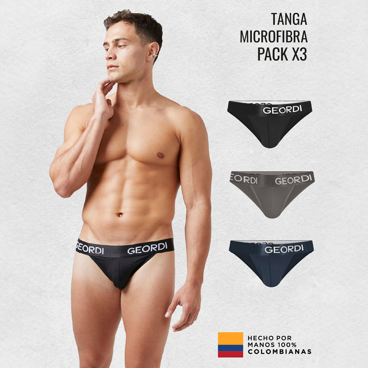 Set 3 Pack Tangas Geordi en Microfibra para Hombre image number null