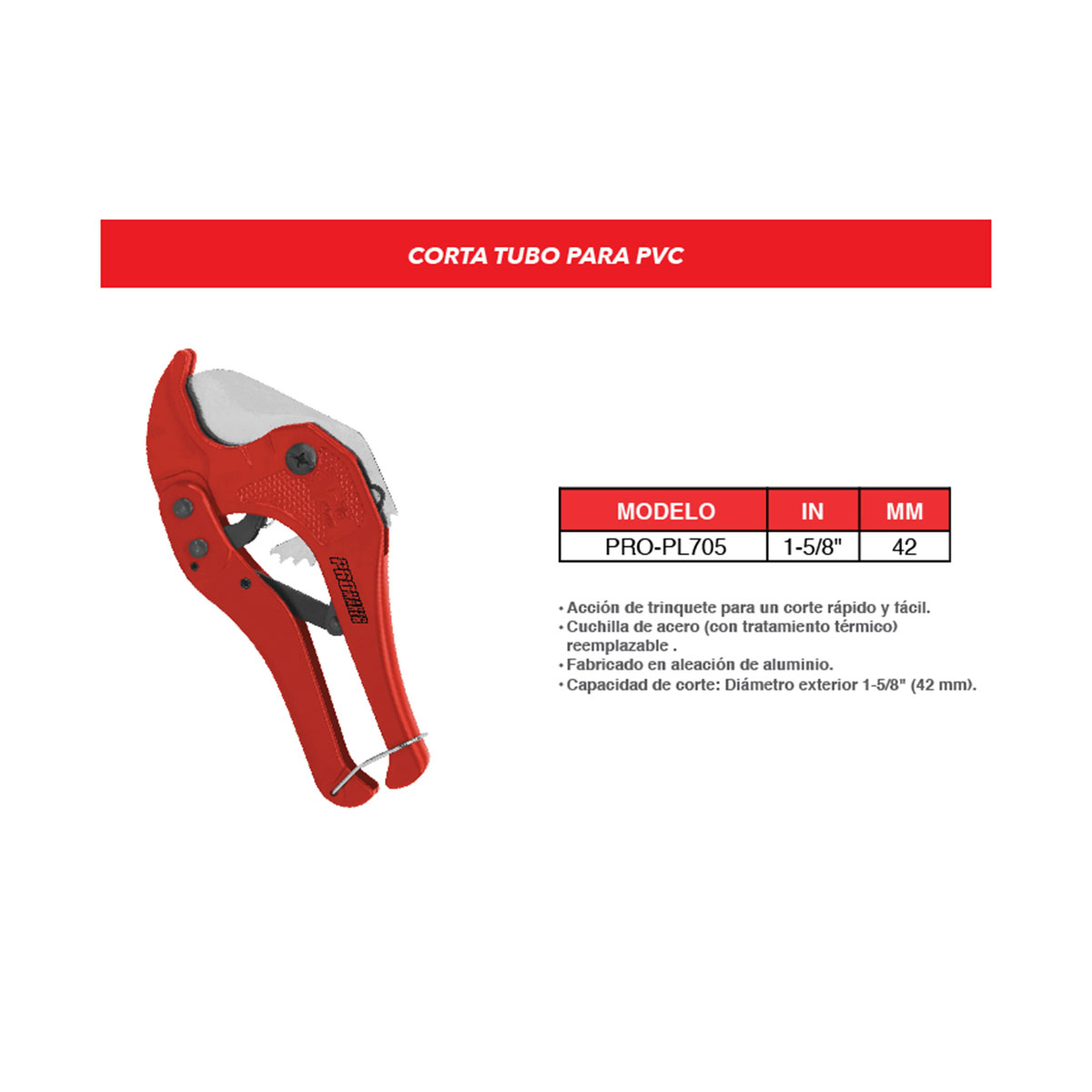 Corta Tubo Pvc 1-5/8" (Trabajo Pesado) Promaker image number null