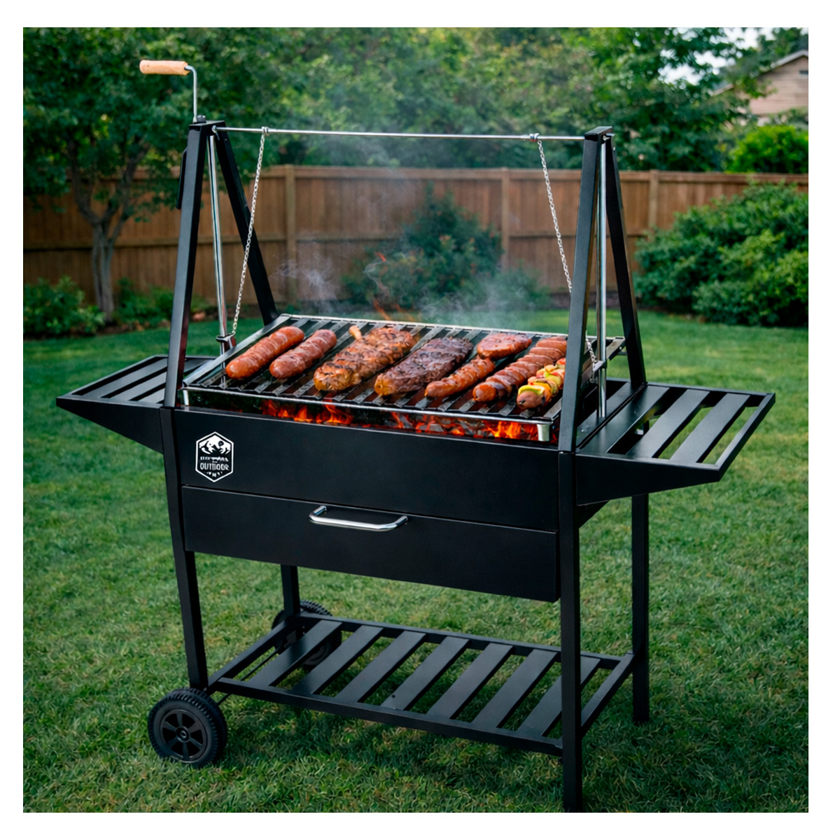 Asador Carb&oacute;n Parrilla Acero Inoxidable Easywheels image number null
