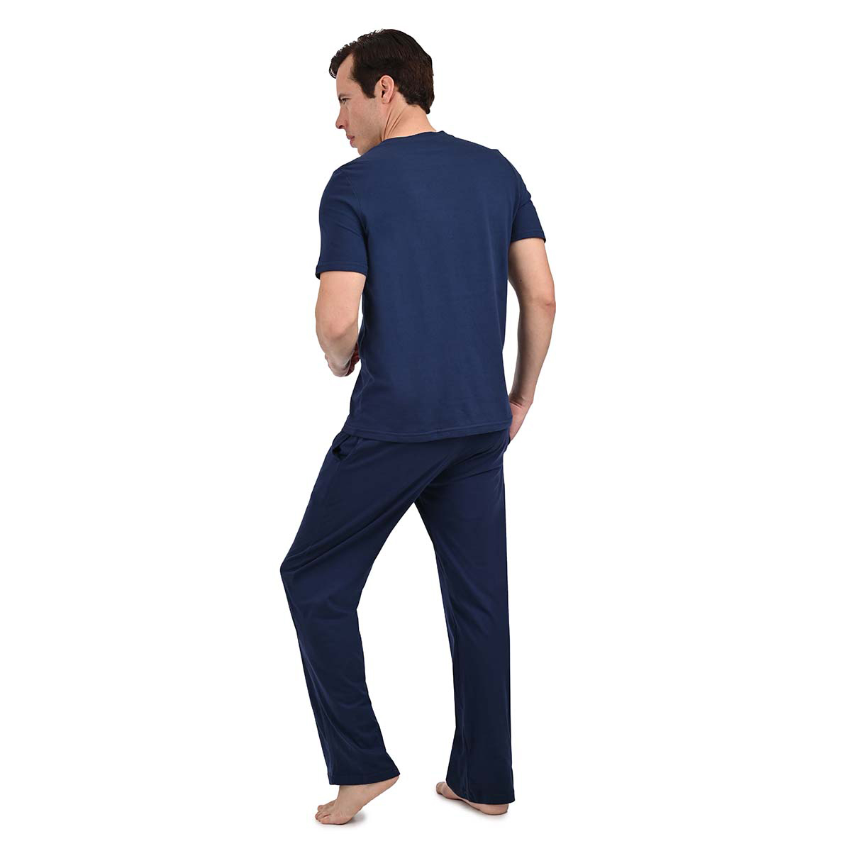 Pijama Isotoner Azul Oscuro Playera Manga Corta y Pantal&oacute;n Recto para Hombre image number null