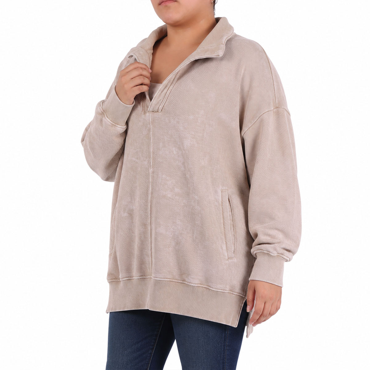 Sudadera Holgada Cuello V Polo Jeanious para Mujer Curvy image number null