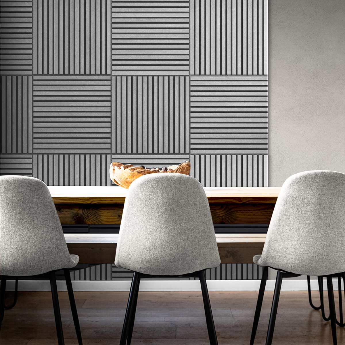 Lambrin Ac&uacute;stico Deco PVC 4 piezas 60X60cm Gris Claro image number null