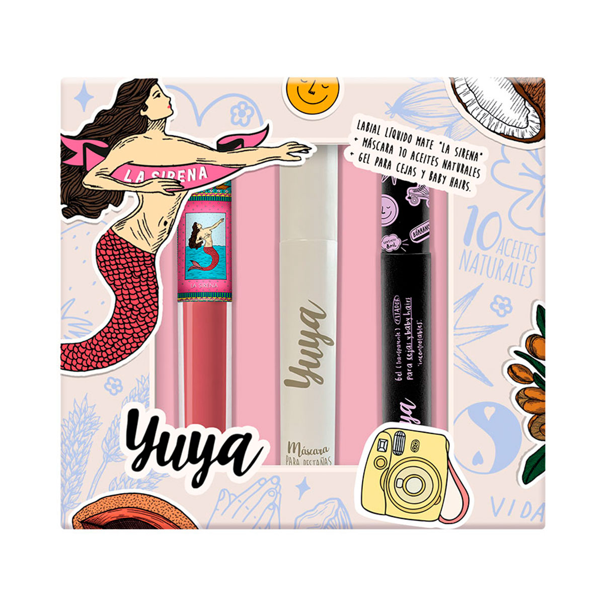 Set Yuya Mascara de pesta&ntilde;as 10 aceites + labial sirena + gel de cejas image number null