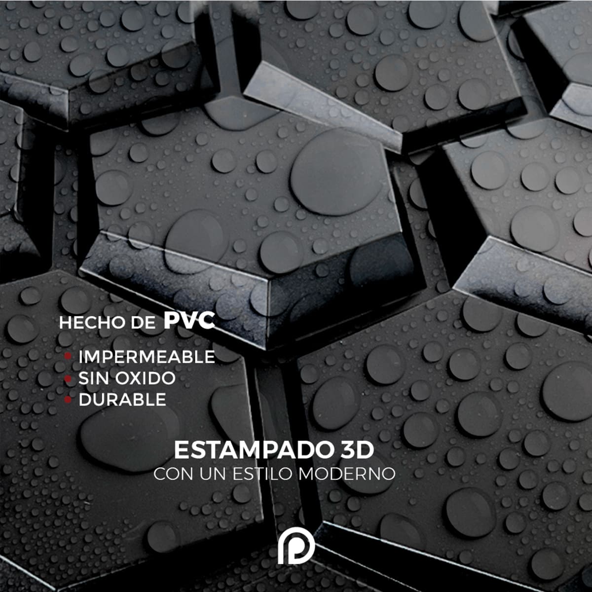 Panel decorativo 3D Miel Negro 50x50cm Deco PVC image number null