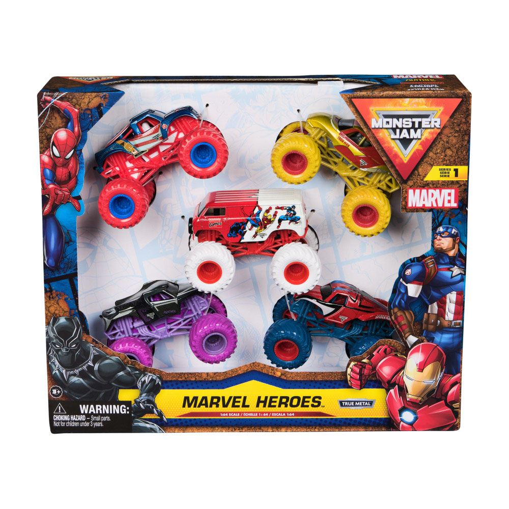 Monster Jam 1:64 Paquete de 5 h&eacute;roes Marvel SPIN MASTER image number null