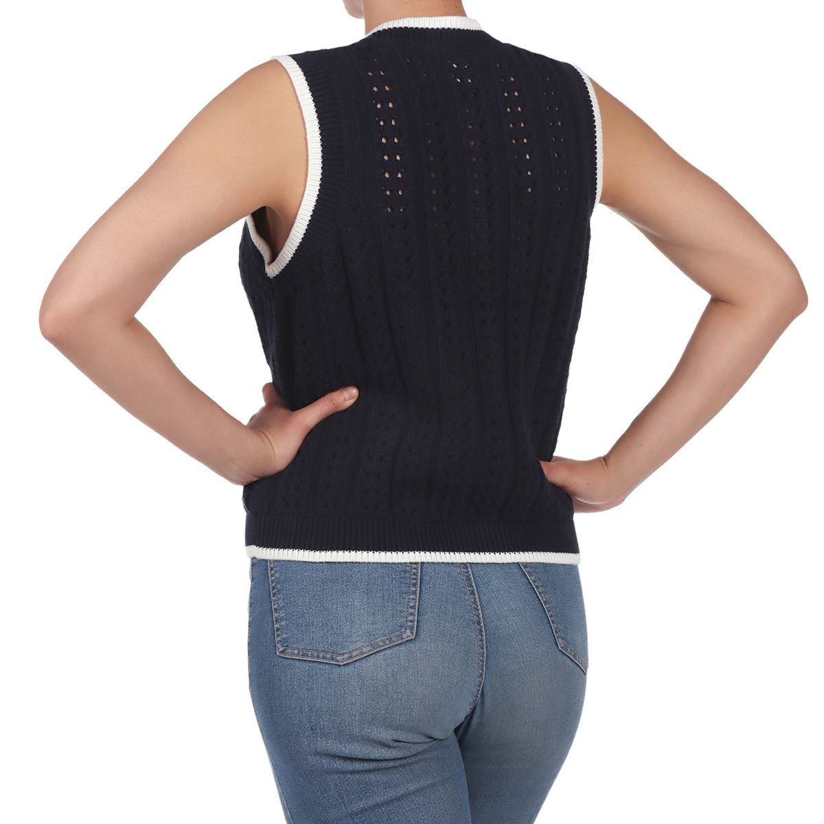 Chaleco de Punto Calado Botones OVS para Mujer image number null