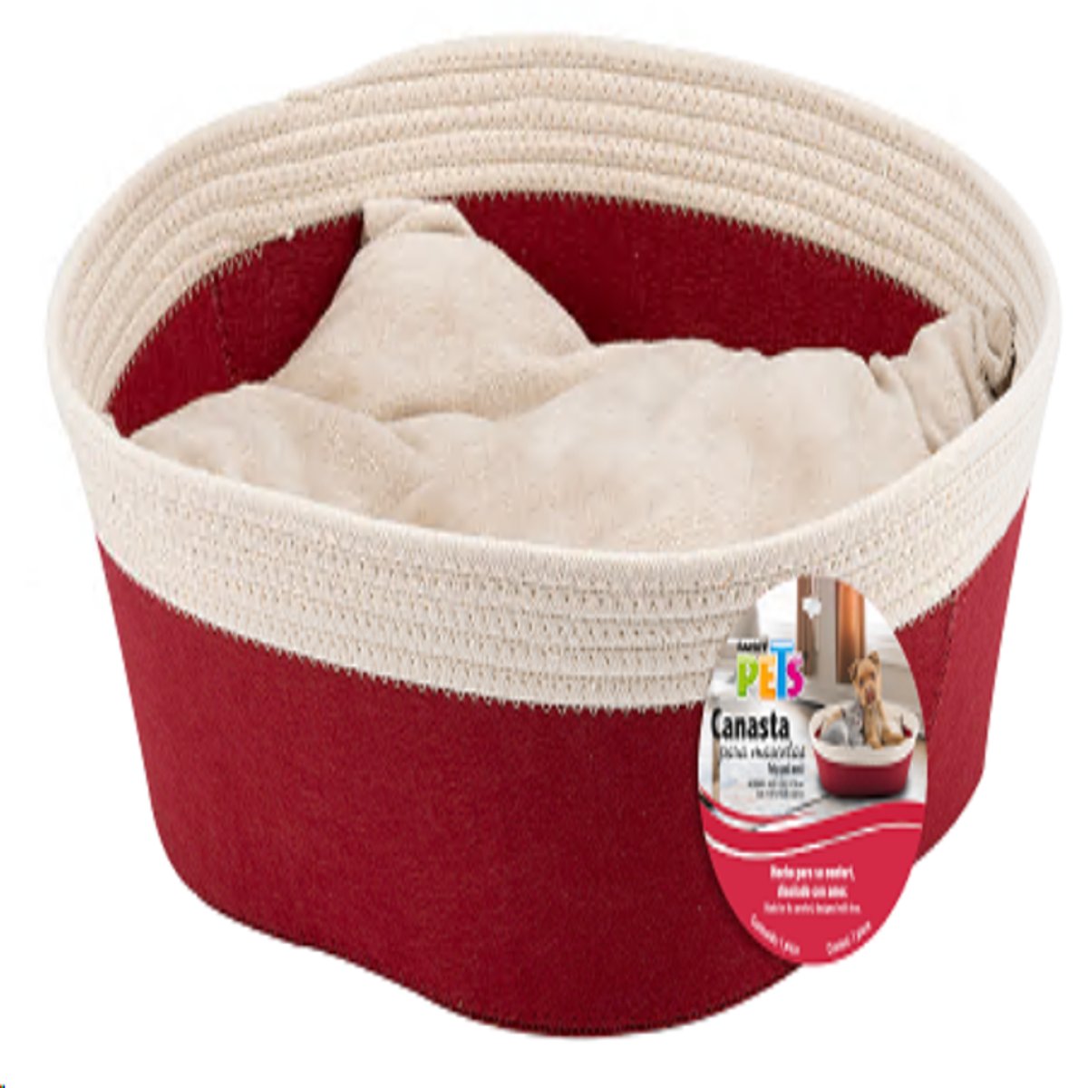 Canasta De Tela Para Mascota Rojo Rubi image number null