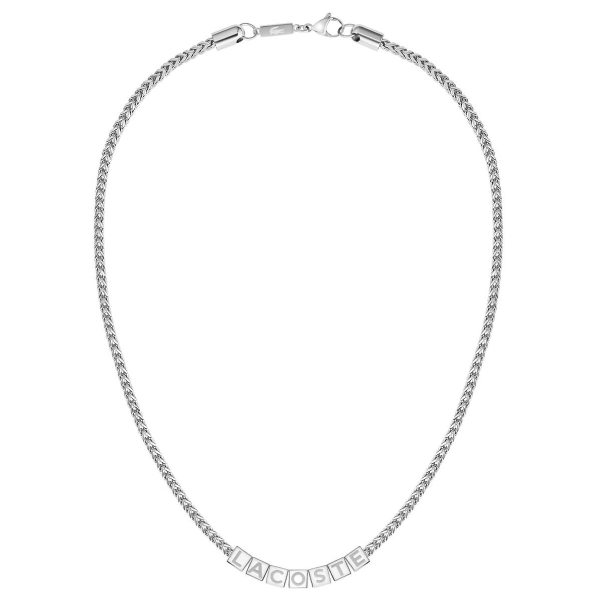 Collar Cubos Hombre Script 60 Acero Plateado image number null