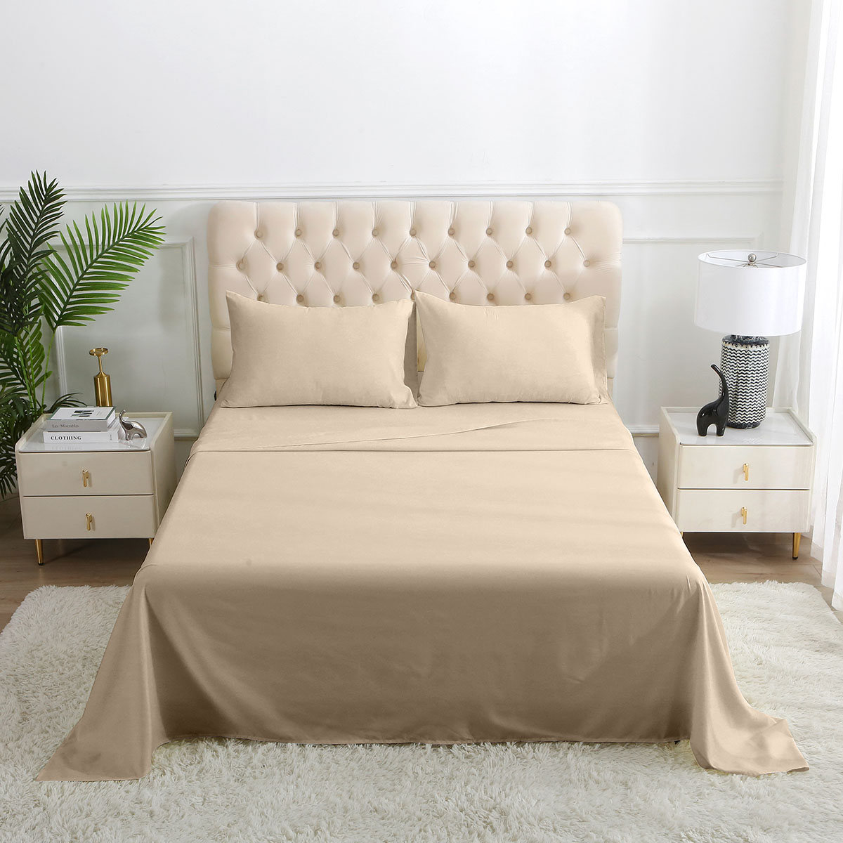 Juego De Sabanas Beige Matrimonial HOME&DETAILS image number null
