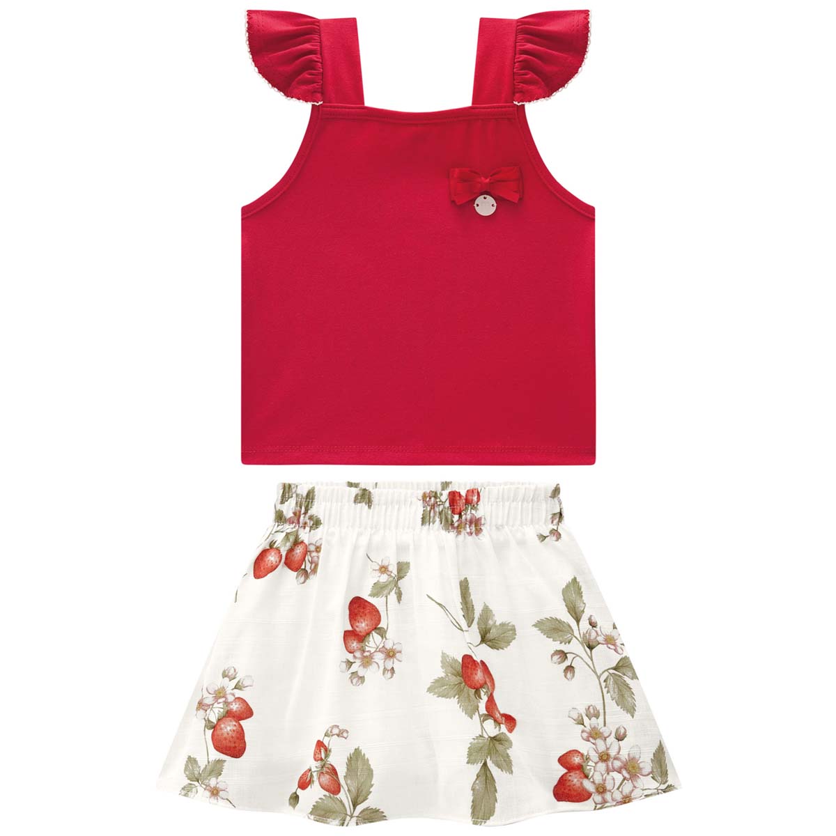Conjunto de Blusa Olan y Short Fresas Milon para Ni&ntilde;a image number null