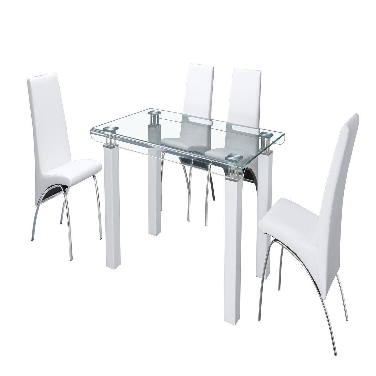 Antecomedor De Cristal Con 4 Sillas Blancas Premiere image number null