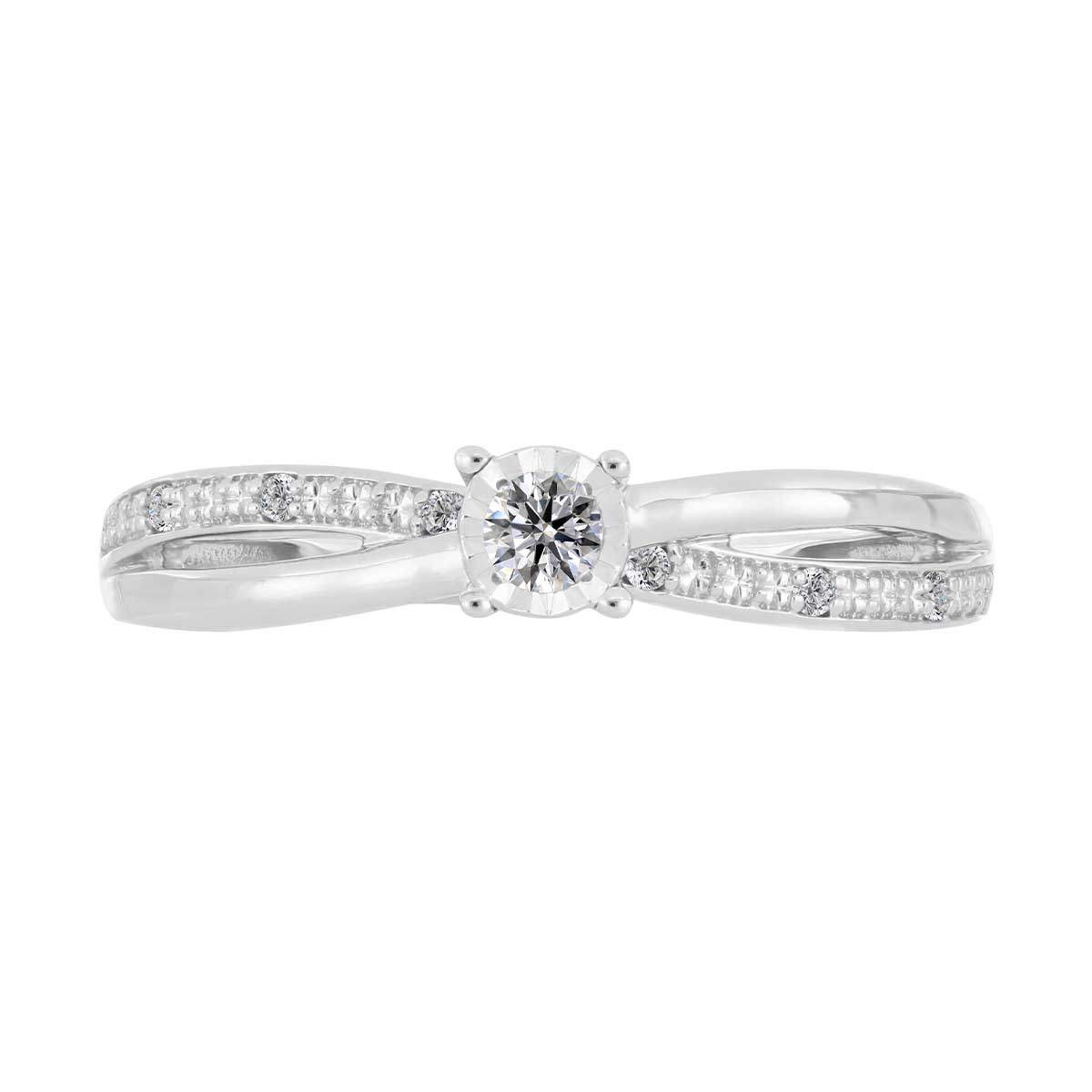 Solitario Oro Blanco 14K y 0.10 ct Diamante Romanza image number null