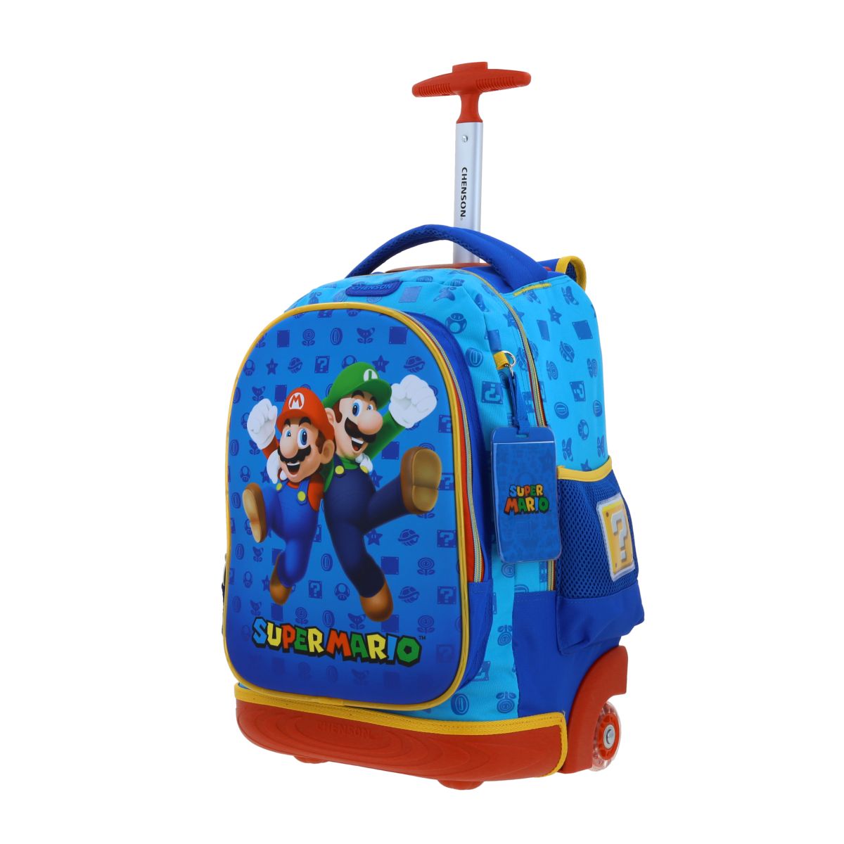 Mochila Con Ruedas Grande Mario Bros Azul image number null