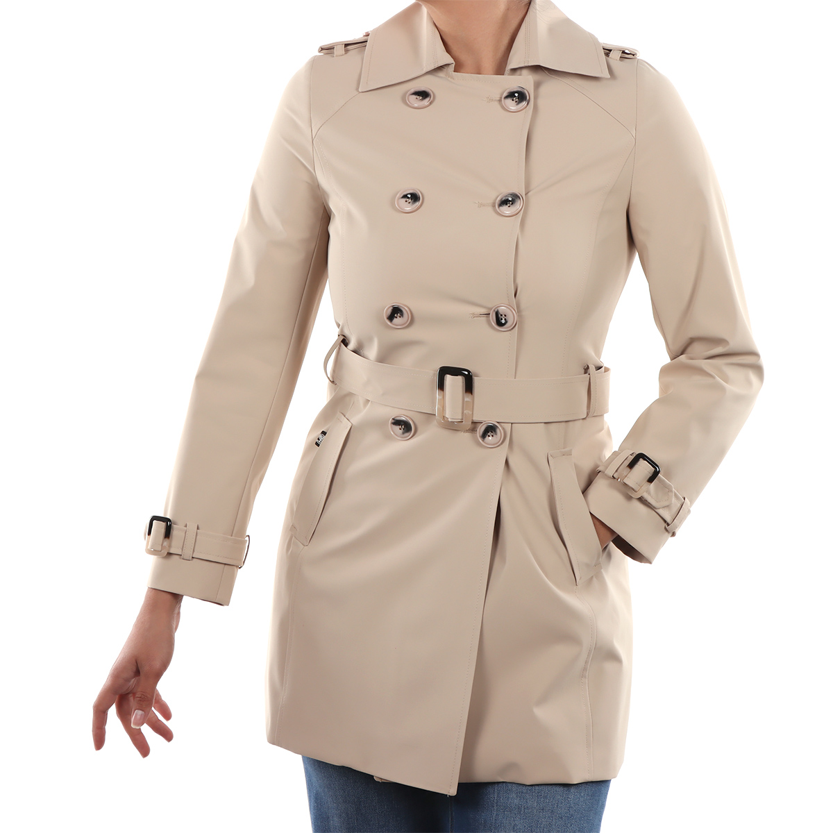 Gabardina Cl&aacute;sica con Cintur&oacute;n Ajustable Shyla para Mujer Petite image number null