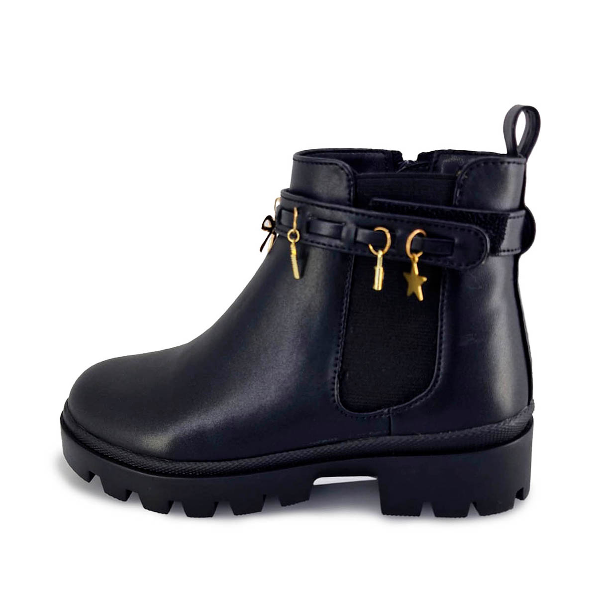 Bot&iacute;n con Aplicaci&oacute;n Charms Steve Madden Negro para Ni&ntilde;a image number null