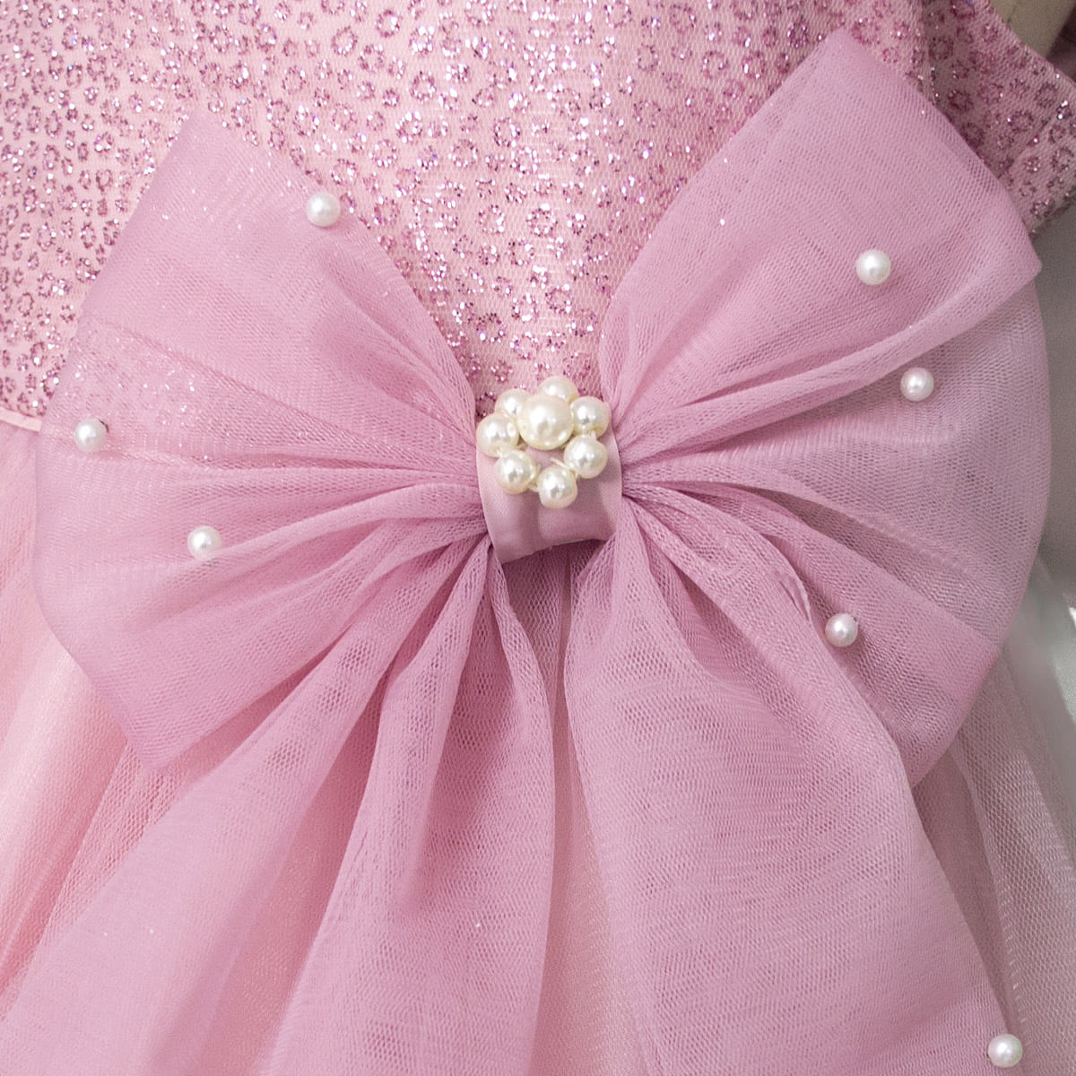 Vestido con Manga Ca&iacute;da de Tul y Mo&ntilde;o en Cintura Gerat para Ni&ntilde;a image number null