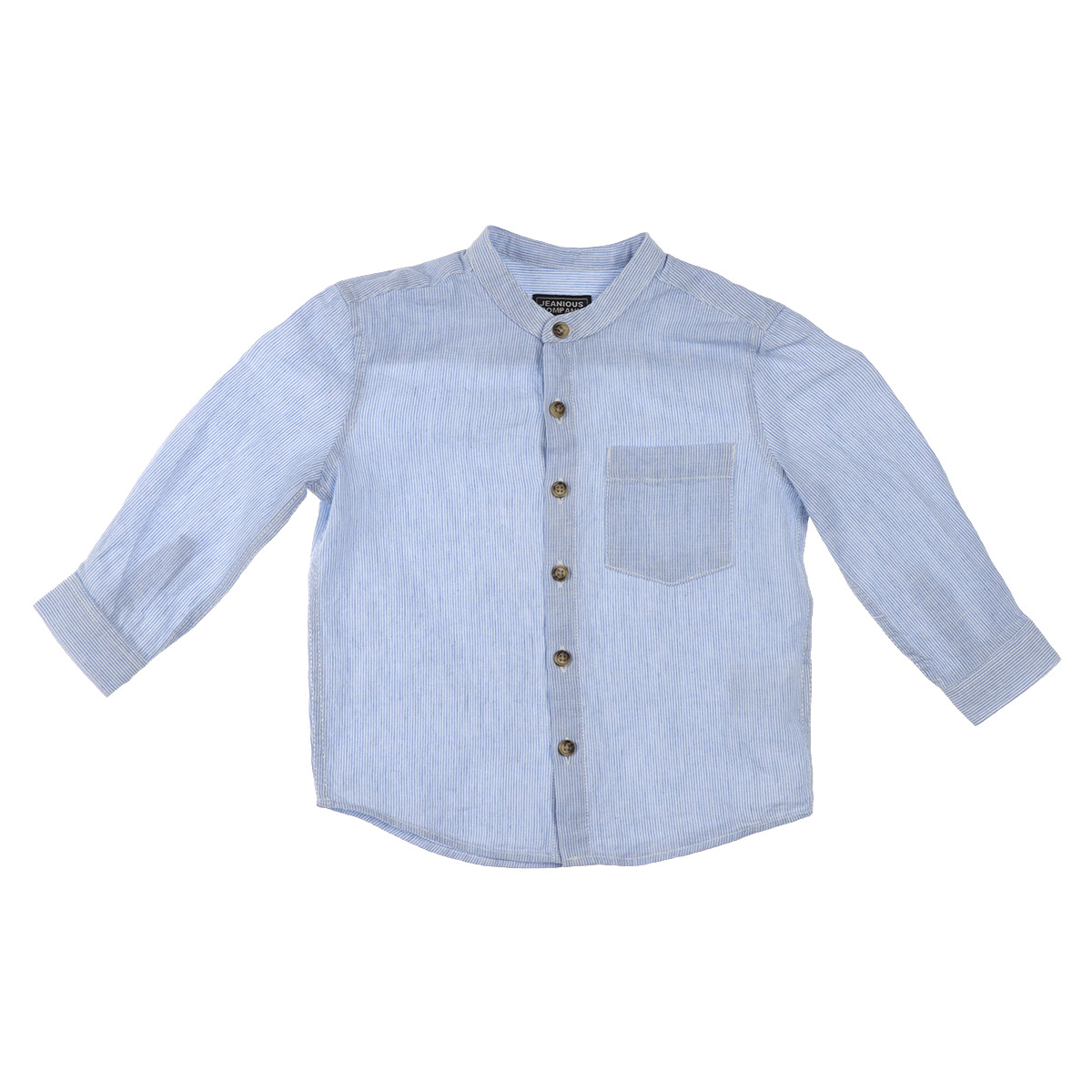 Camisa Cuello Mao Lino Algod&oacute;n Rayas Jeanious Ni&ntilde;o Toddler image number null