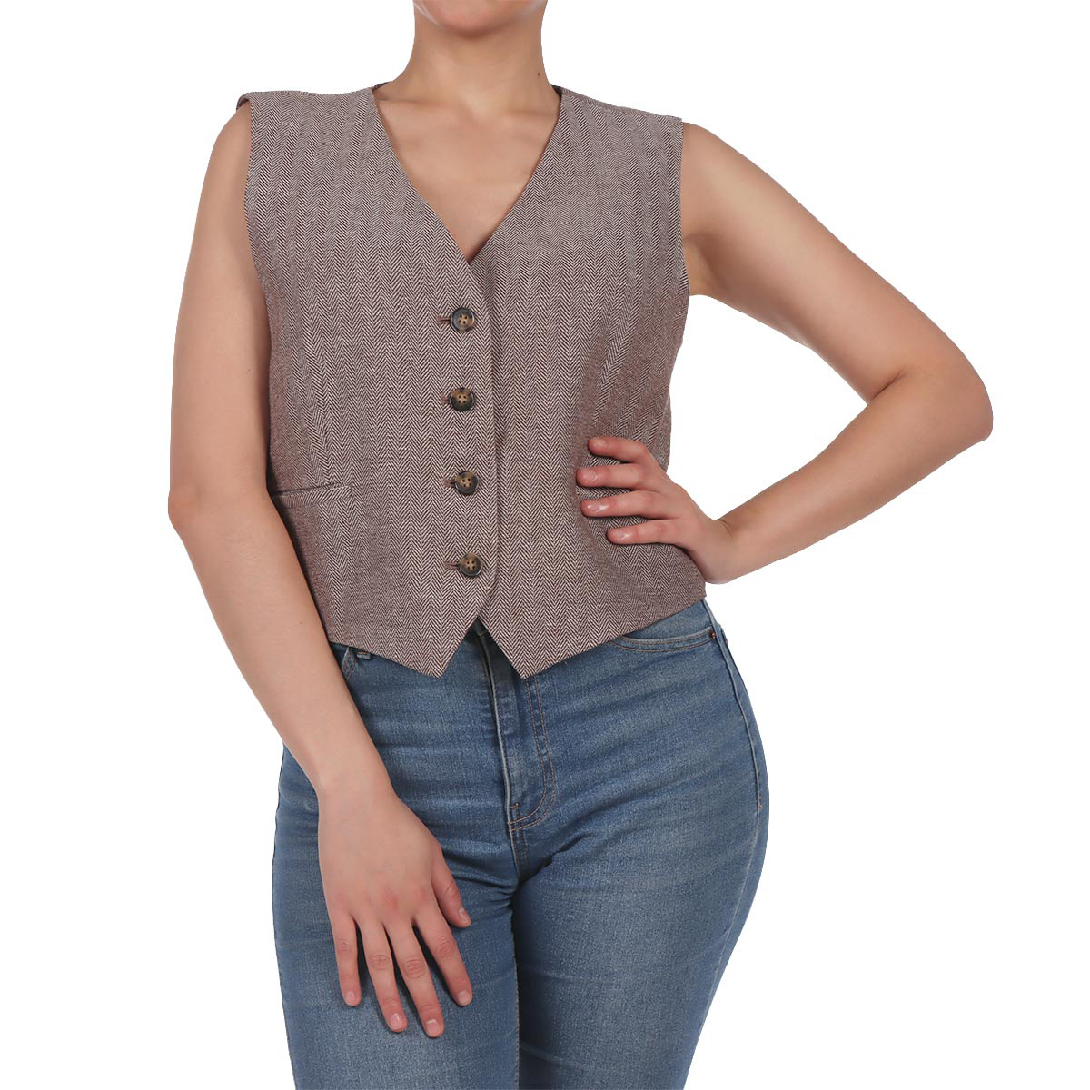 Chaleco Botones al Frente Elegante Casual OVS para Mujer image number null