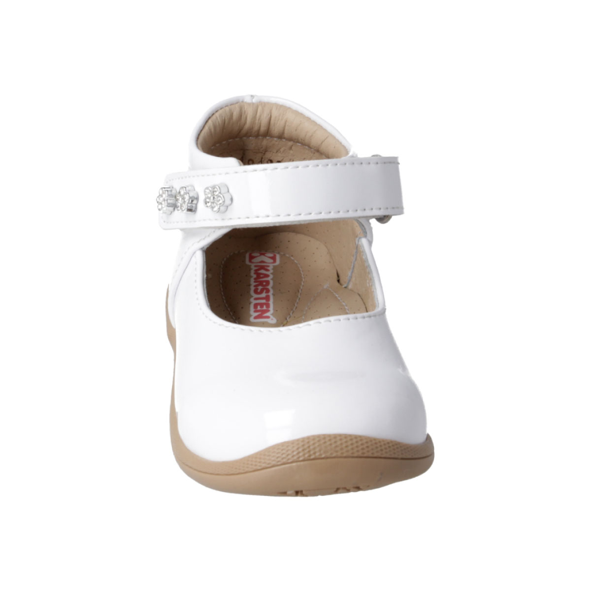 Zapato en Charol Karsten Blanco con Aplicaci&oacute;n y Ajuste Velcro para Ni&ntilde;a image number null