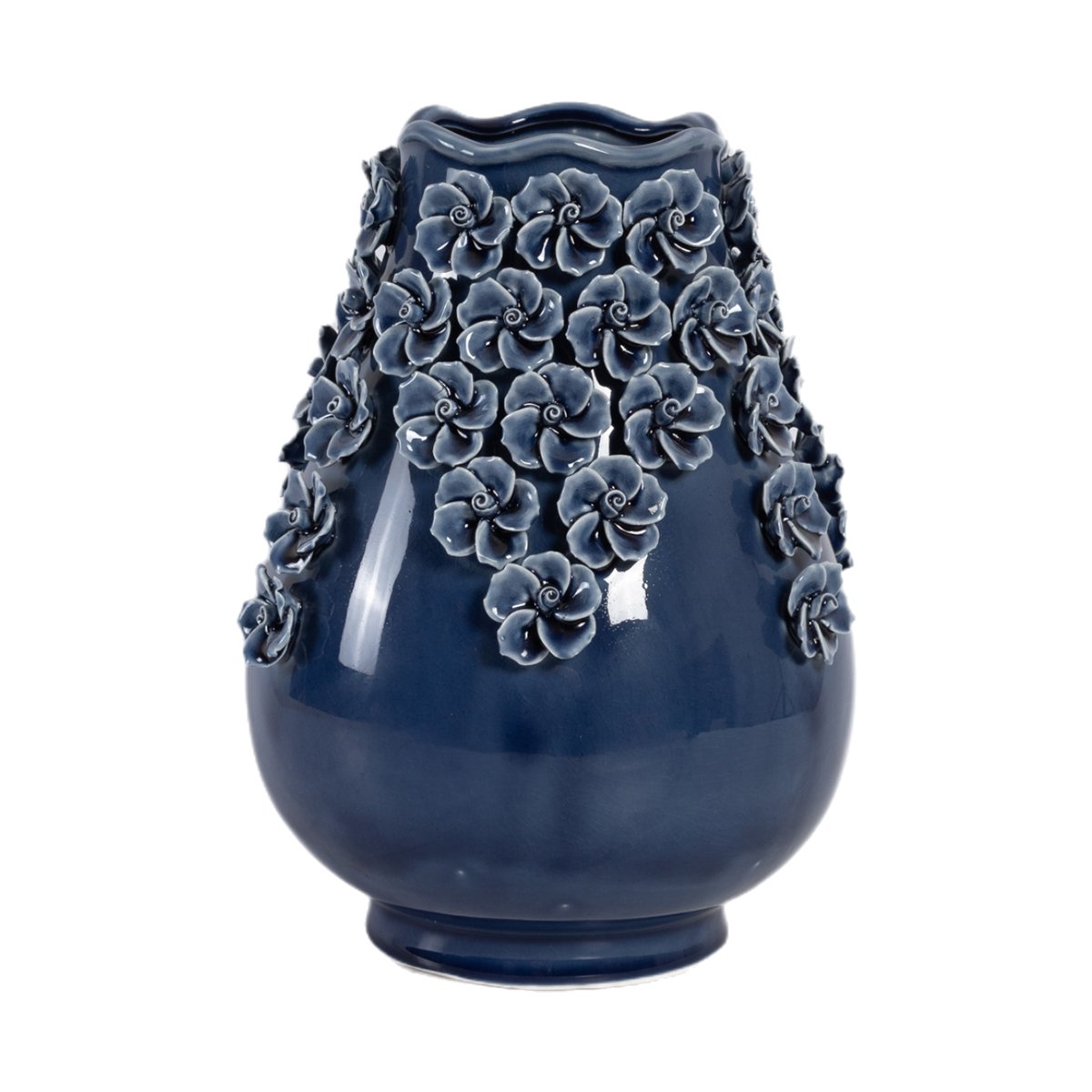 Vasija Vintage Home en Cer&aacute;mica Textura Flower Navy image number null