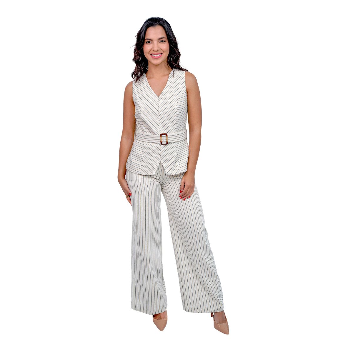 Conjunto 2 piezas pantal&oacute;n ancho y cintur&oacute;n La Difference para mujer image number null