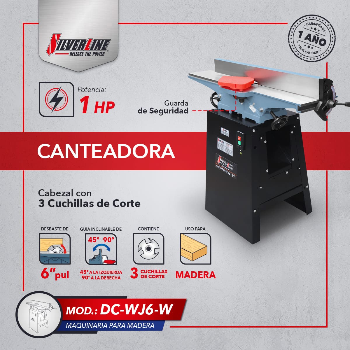 Canteador de 6 Motor Silverline 1HP 110220V 1 Fase image number null
