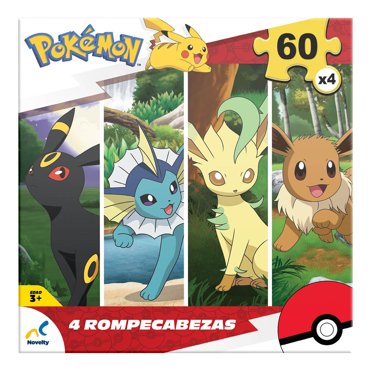 Rompecabezas NOVELTY 4 En 1 Pok&eacute;mon Eevee image number null