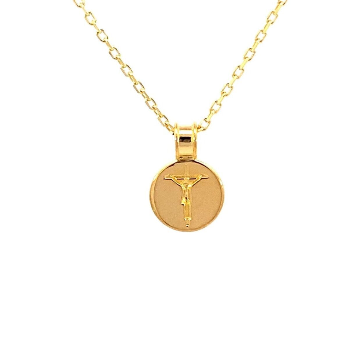 Crucifijo Redondo Cadena Ajustable Plata .925 Mae image number null