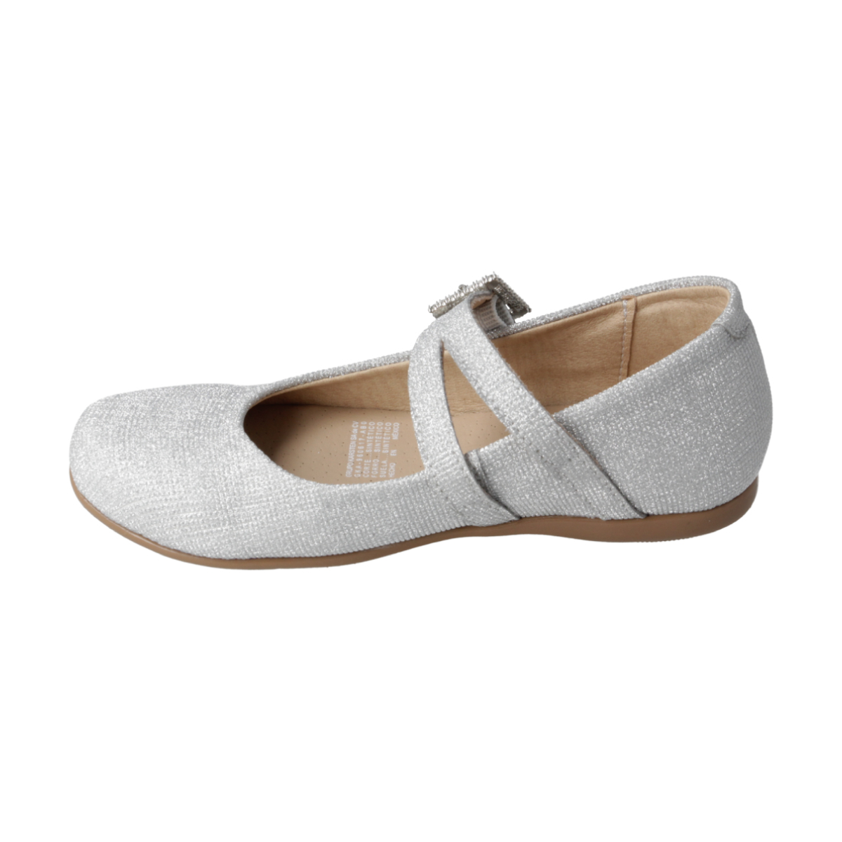 Balerina Plateado con Aplicaci&oacute;n Karsten Ajuste Hebilla para Ni&ntilde;a image number null