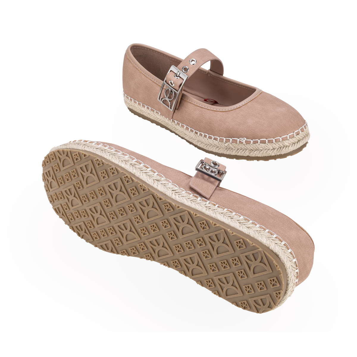 Alpargata Balerina Aplicaci&oacute;n Yute Cloe Carne con Correa para Mujer image number null