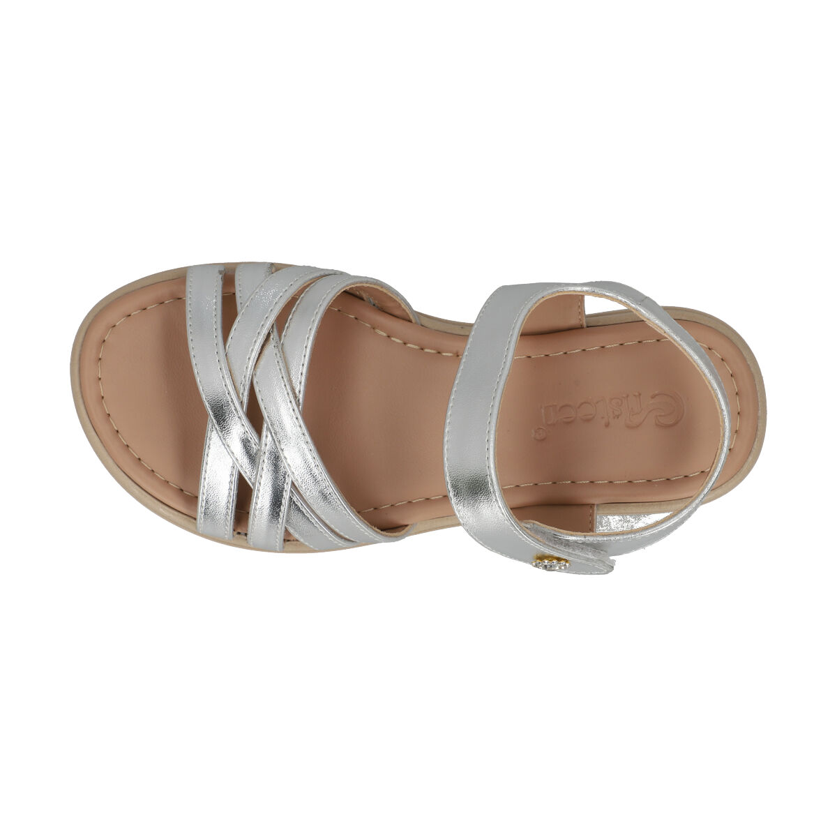 Sandalia Tiras Con Velcro 17-23 Plata Cristeen image number null
