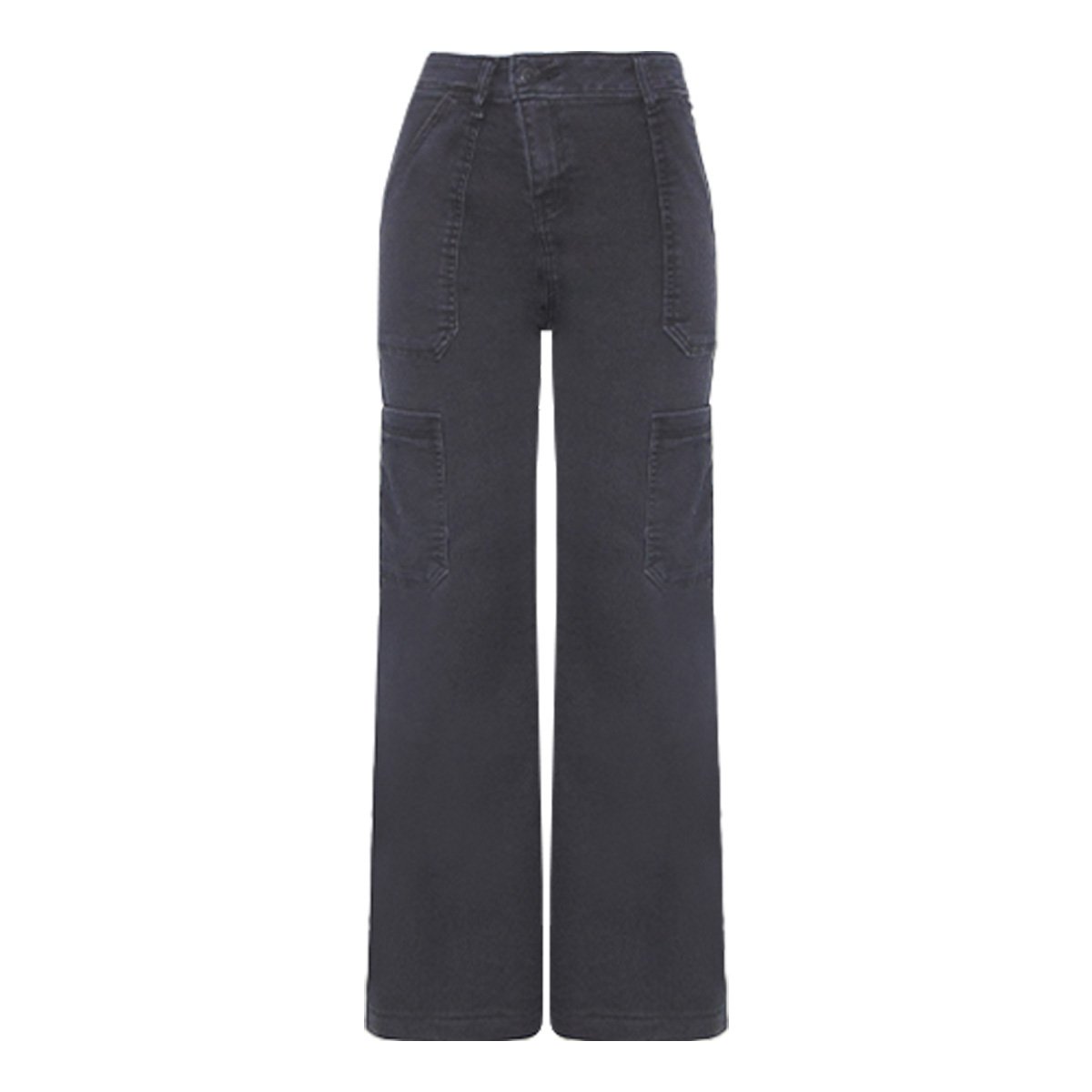 Jeans Corte Recto Con Bolsas Cargo para Mujer Junior image number null