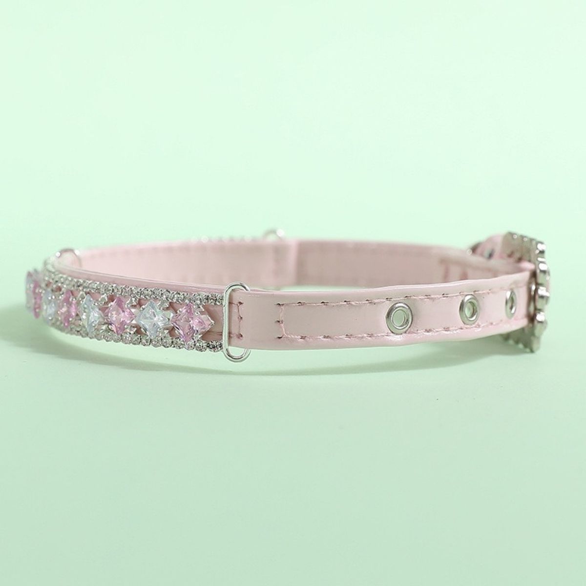 Collar Alloy Piel Y Cristales Rosa M Maypet image number null