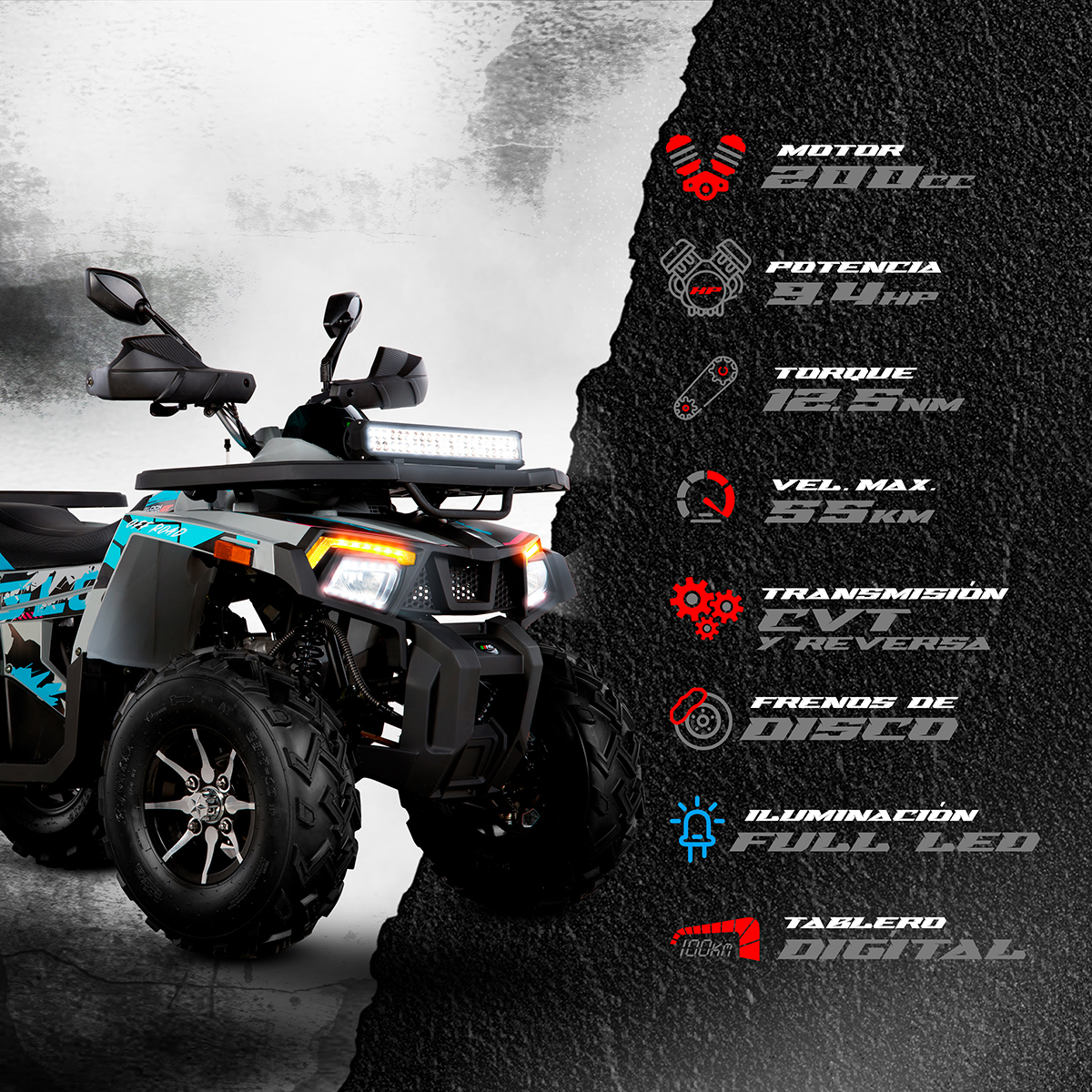 Cuatrimoto Mb Glock 200Cc Gt Line Azul 2027 image number null