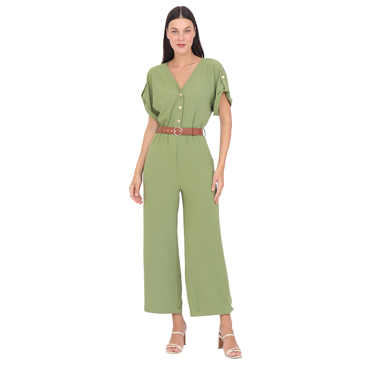 Jumpsuit Liso Con Cintur&oacute;n Duplan Para Mujer image number null